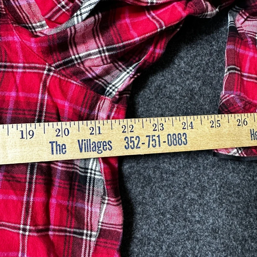 Victoria's Secret Red Plaid Lace Trim Sleep Shirt Nightgown L 401215-ME5